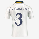 Camiseta Oficial do Real Madrid Autografada por Roberto Carlos - Temporada 1999-00 (Casa)
